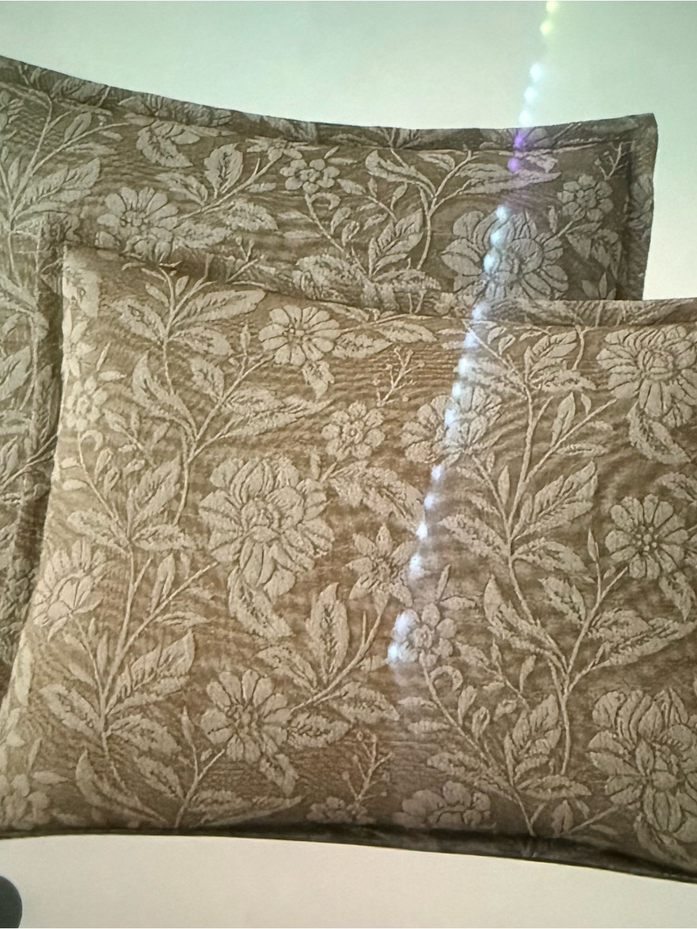 Floral Jacquard Pillow Shams in Taupe - Set of 3